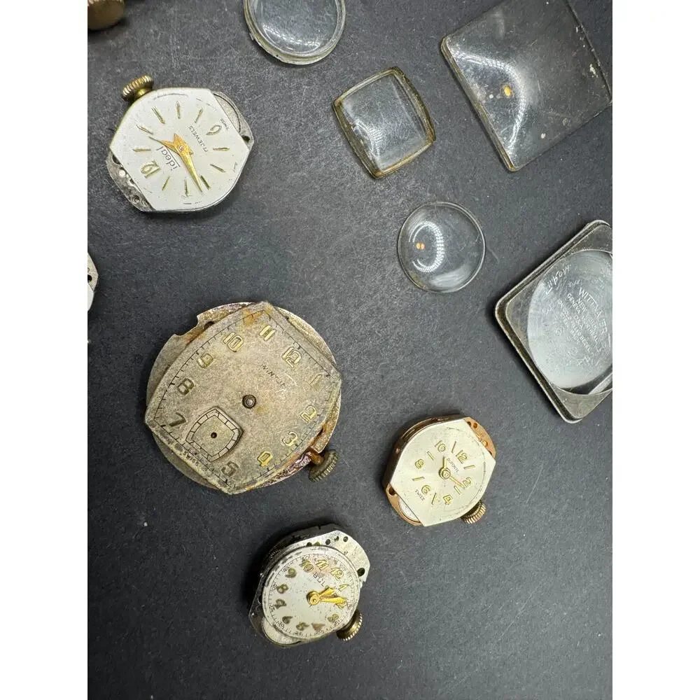 Lot of Vintage Watch Movements Dial Case Bulova Dufonte Benrus Wittnauer Elgin